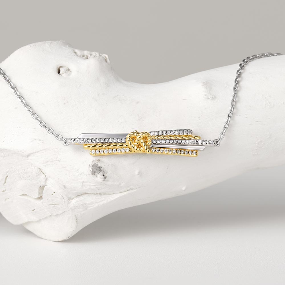 Gnoce Heart Knot Bars Chain Bracelet_2