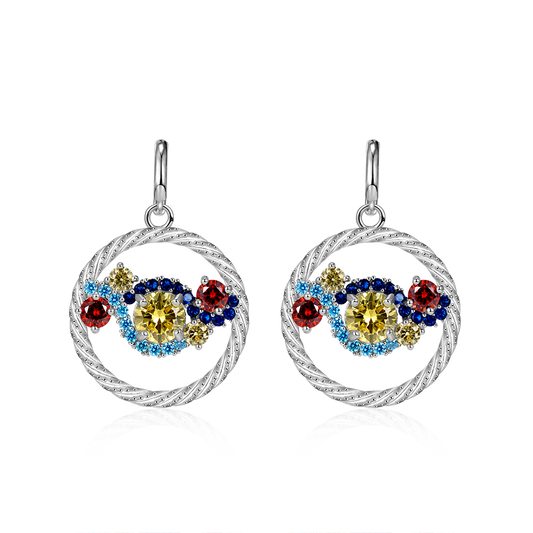 Gnoce Starry Night Inspired Twisted Rope pendant Drop Huggie Statement Earrings_1