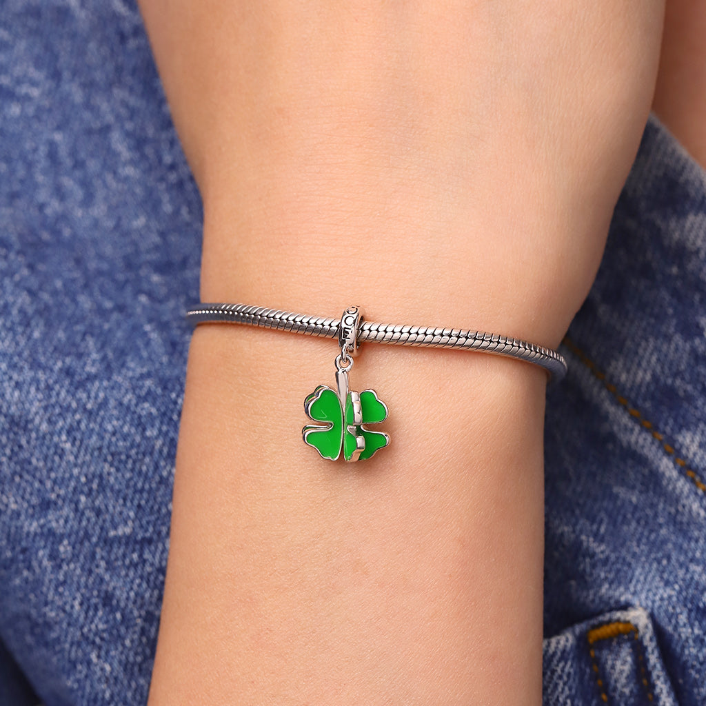 Gnoce Four-leaf Clover Swaying Leafs Pendant Dangle Charm_6