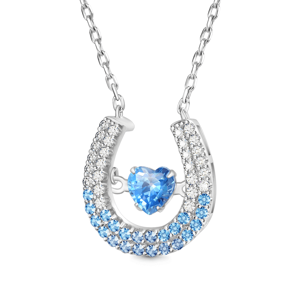 Gnoce Sparkling Pavé Horseshoe Dancing Pendant Necklace_2