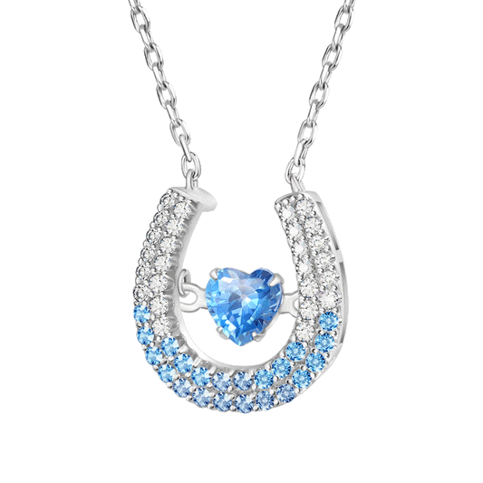 Gnoce Sparkling Pavé Horseshoe Dancing Pendant Necklace_1