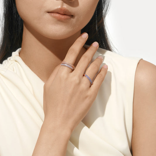 Gnoce White Topaz Petit Signature Pavé Band Ring_6