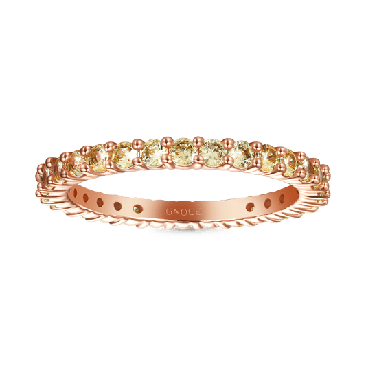 Gnoce Citrine Round-cut Statement Eternity Band Ring_1