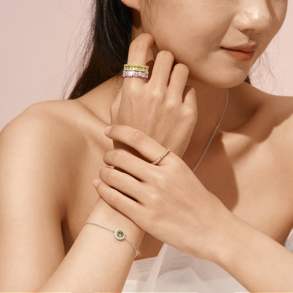 Gnoce Citrine Round-cut Statement Eternity Band Ring_4