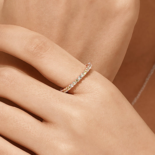 Gnoce Citrine Round-cut Statement Eternity Band Ring_5