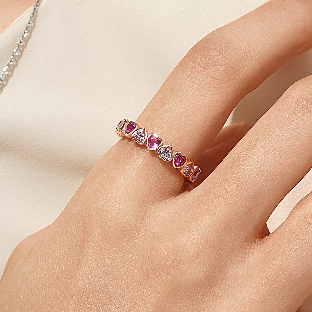 Gnoce Morganite Heart Bezel Eternity Band Ring_6