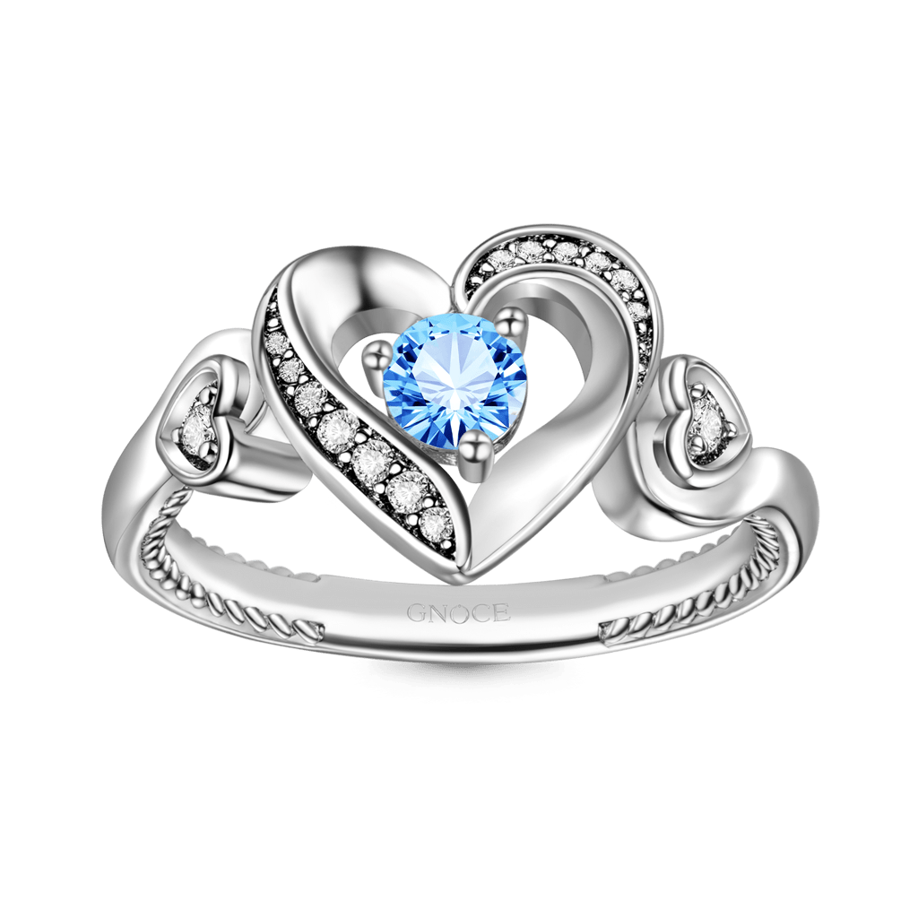Gnoce Love Heart Round Cut Birthstone Ring_1