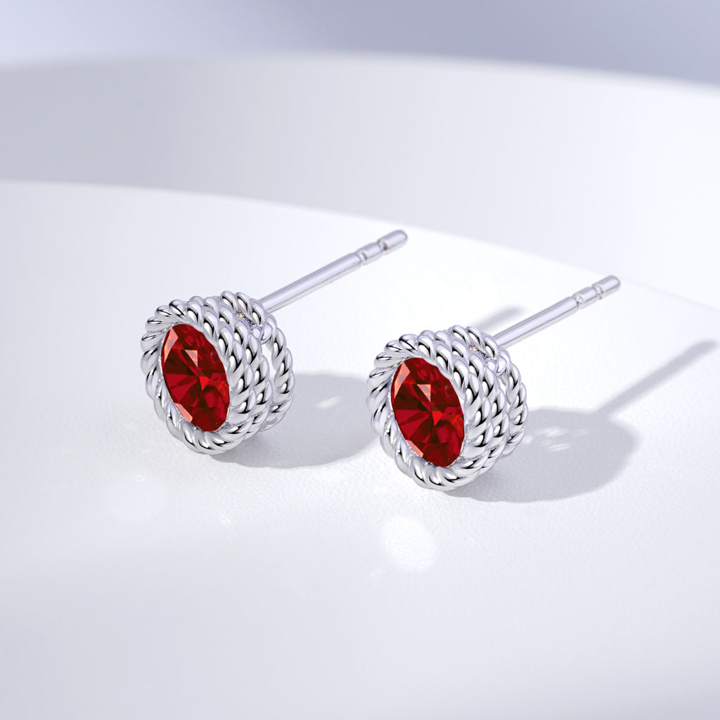 Gnoce Gemstone Twisted Rope Birthstone Studs Earrings_5