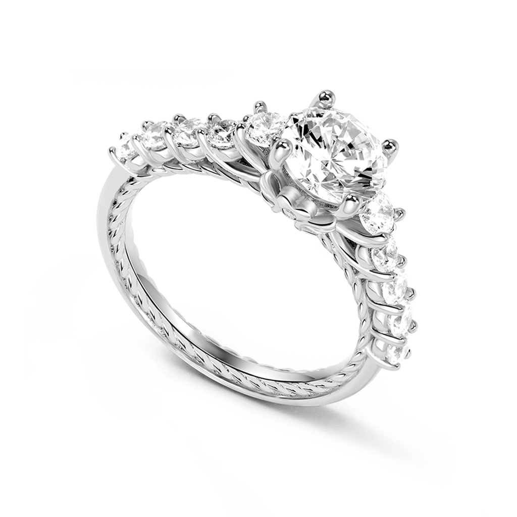 Gnoce Round Gemstone Trellis Engagement Ring with Twisted Rope Inside_2