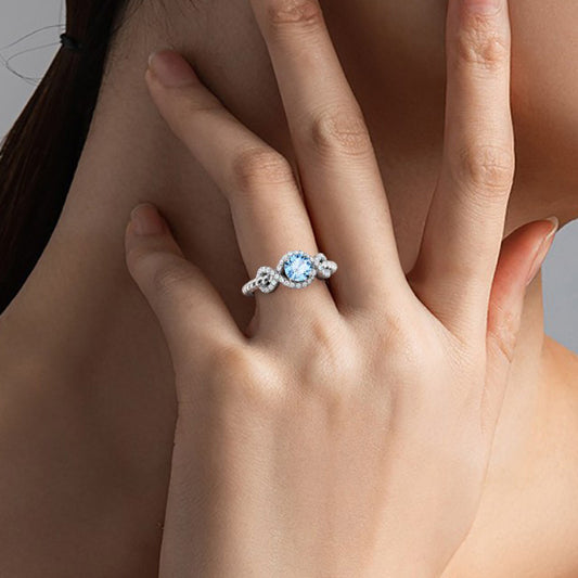 Gnoce Round Cut Twist Infinity Birthstone Ring_7