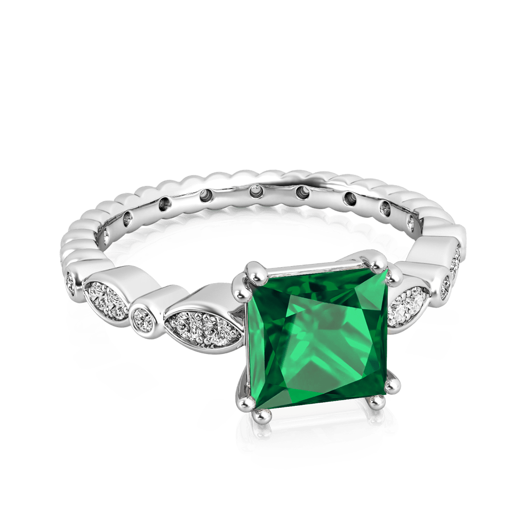 Gnoce Vintage Princess Cut Emerald Engagement Ring_2