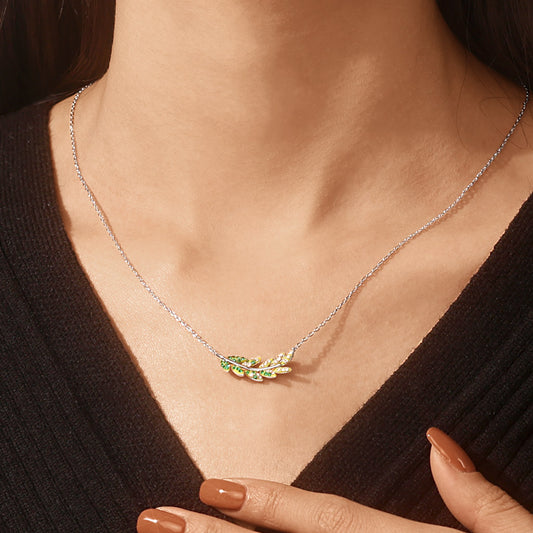 Gnoce Olive Leaf Pendant Necklace_7