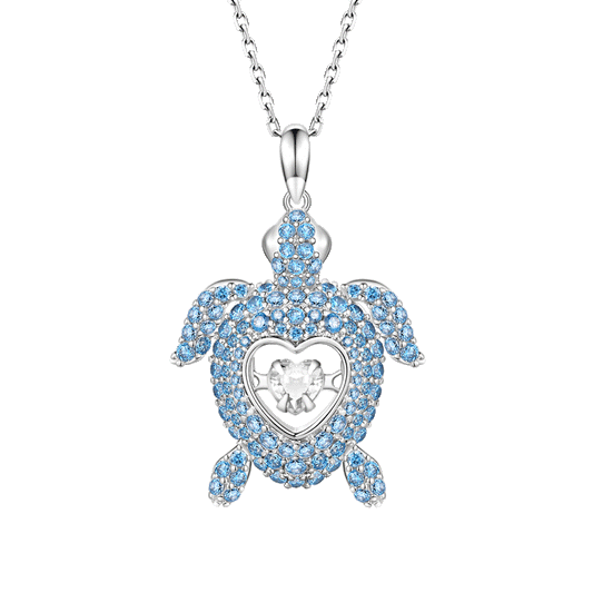 Gnoce Turtle Dancing Heart Pendant Necklace_1