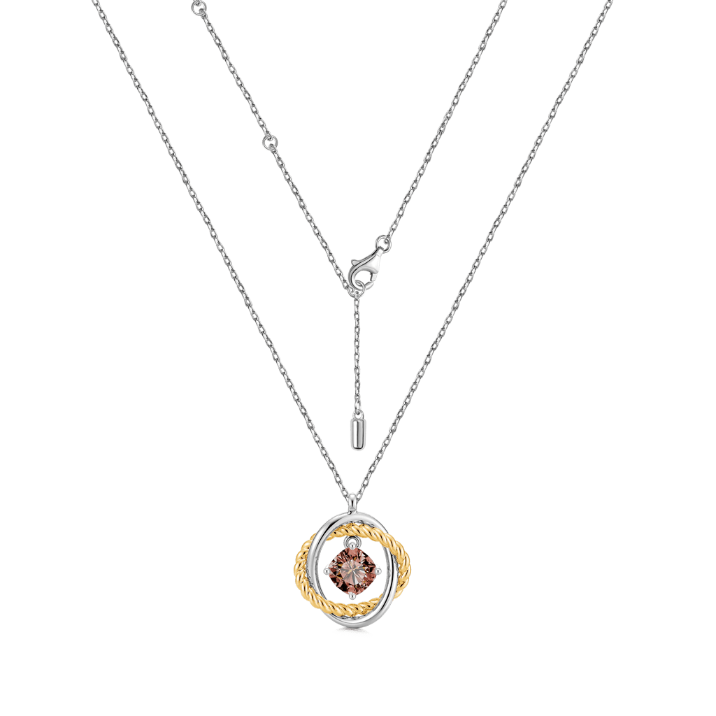 Gnoce Brown Cushion Crossover Pendant Necklace_2