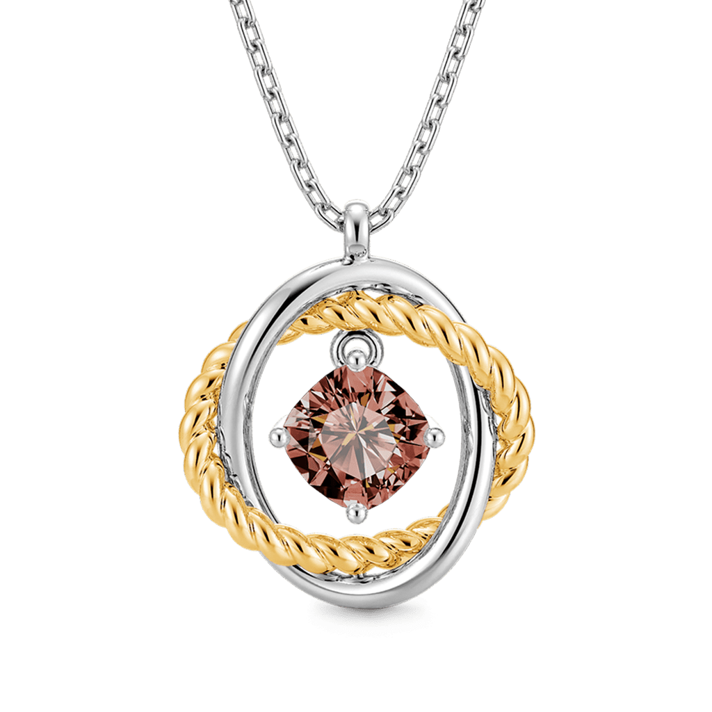 Gnoce Brown Cushion Crossover Pendant Necklace_1