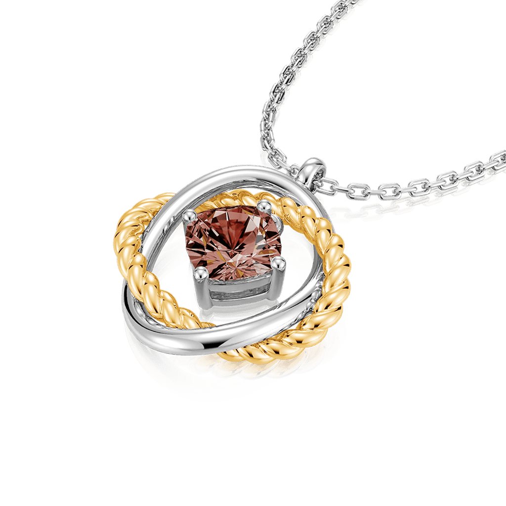 Gnoce Brown Cushion Crossover Pendant Necklace_4