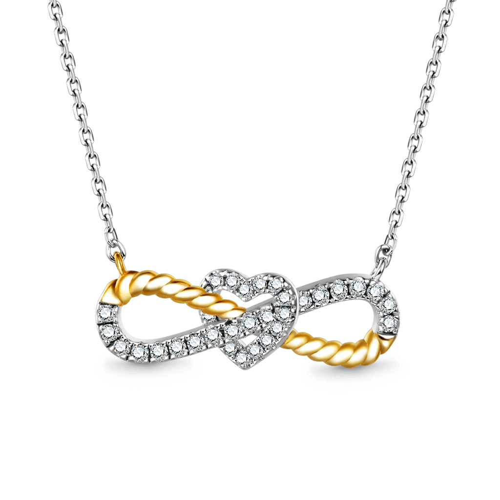 Gnoce Two-tone Infinity & Heart Twisted Rope Necklace_1