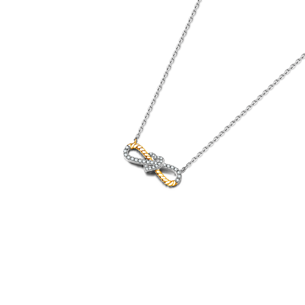 Gnoce Two-tone Infinity & Heart Twisted Rope Necklace_2