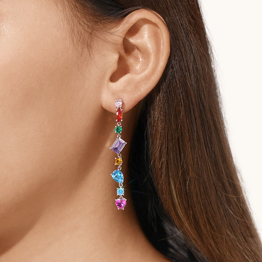 Gnoce Mixed Shape Multicolor Rainbow Drop Earrings_5