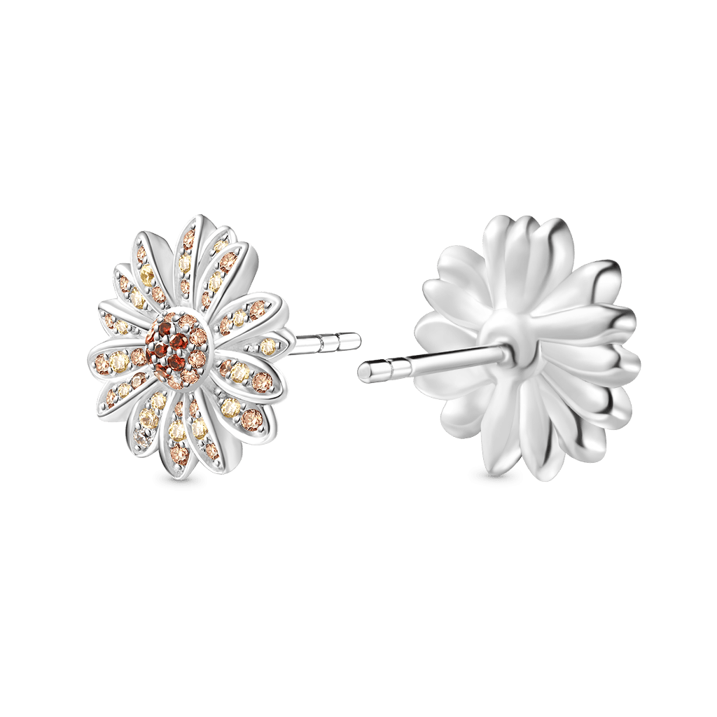 Gnoce Yellow Citrine Daisy Stud Earrings_2