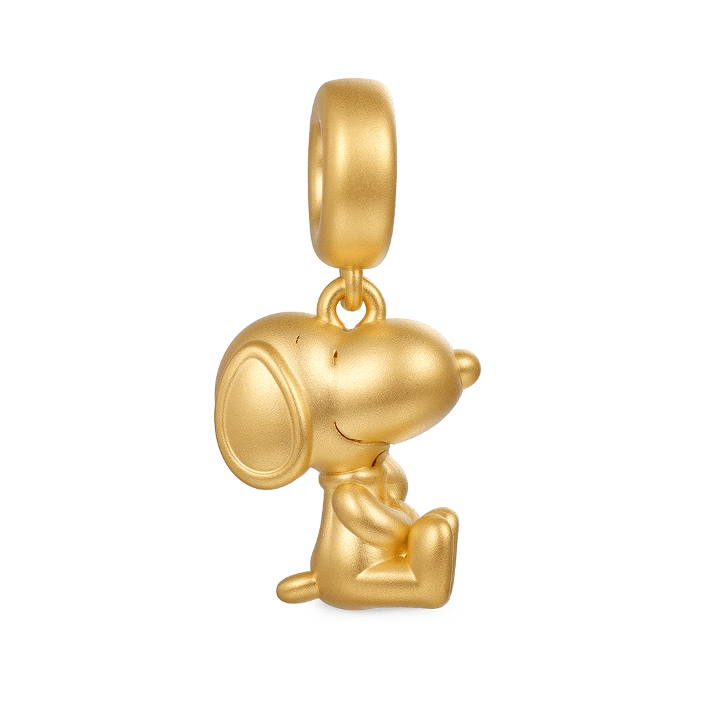 Gnoce 18k Gold Peanuts Snoopy Hugging Woodstock Pendant Dangle Charm_3