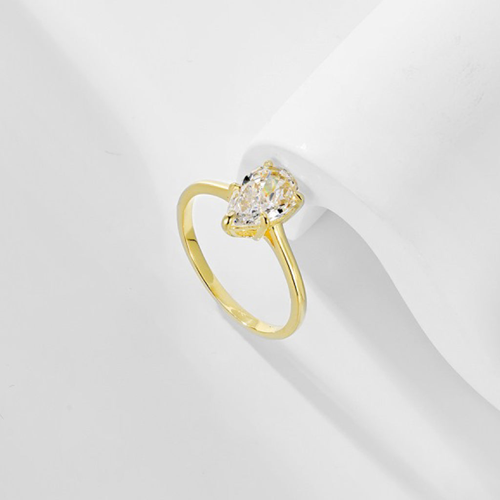 Gnoce White Topaz Pear Solitaire Engagement Ring_3