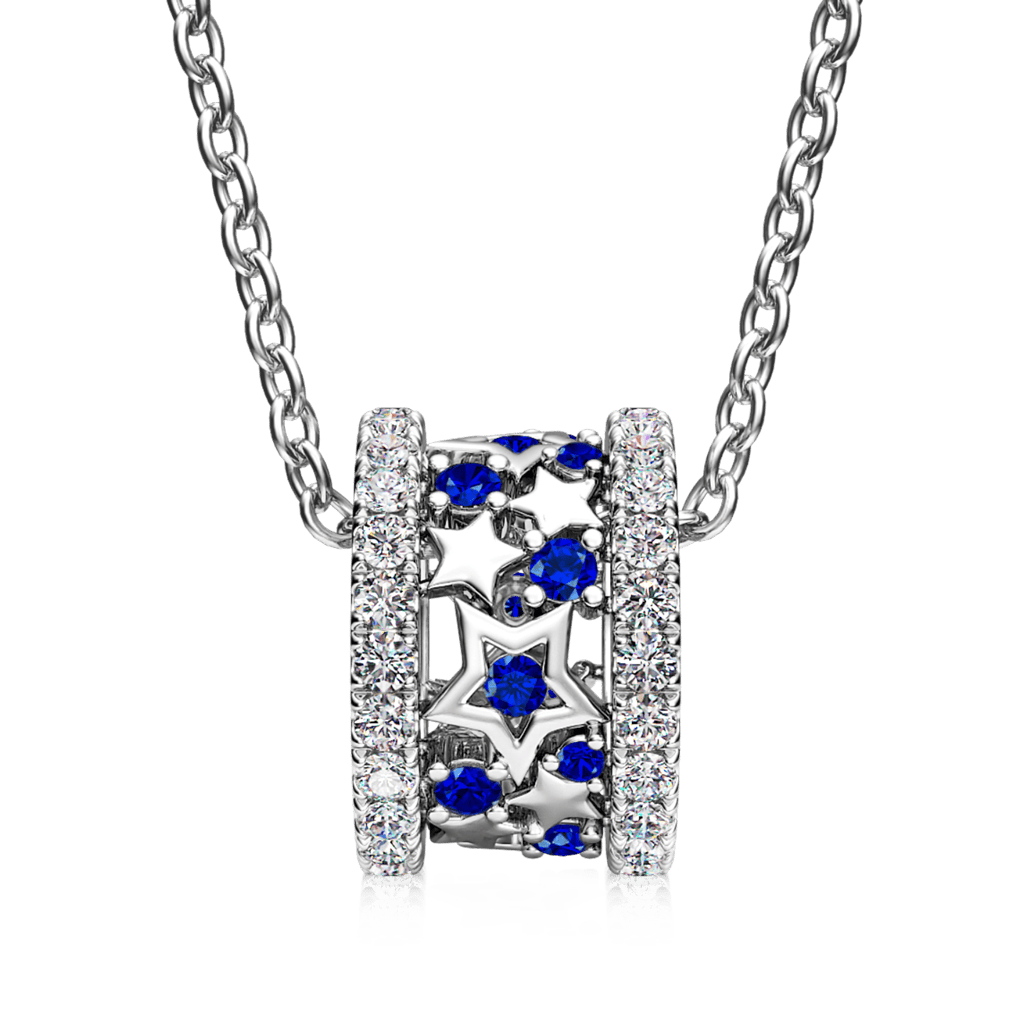 Gnoce Blue Starry Drum Pendant Necklace_2