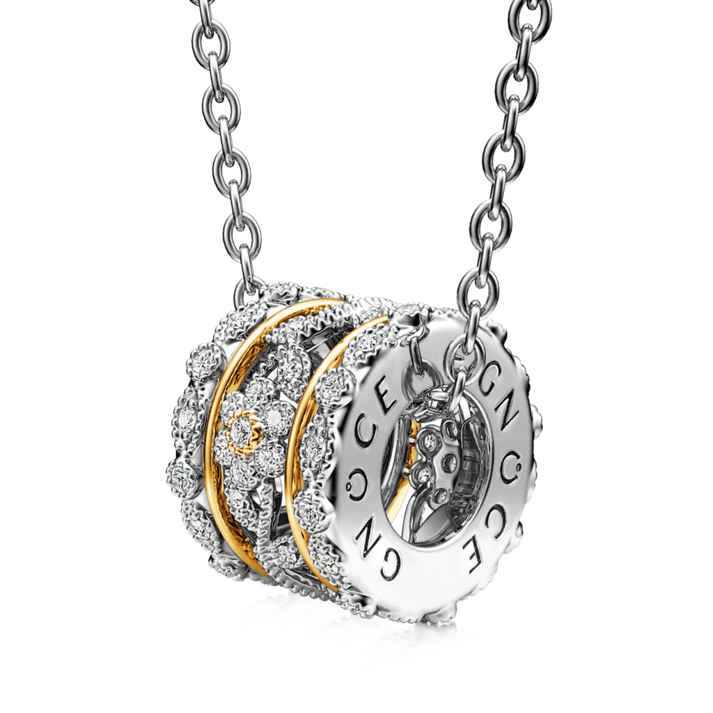 Gnoce Nature Inspired Flowers Vintage Drum Pendant Necklace_1