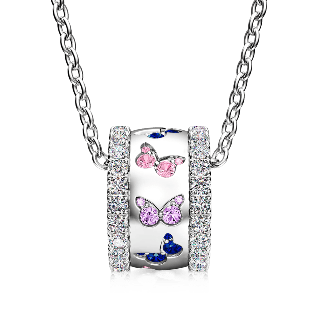 Gnoce Lovely Butterflies Drum Pendant Necklace_2