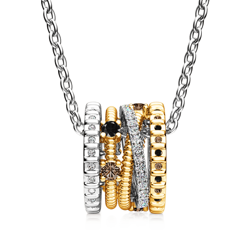 Gnoce Two-tone Fashion Crossover Drum Pendant Necklace_2