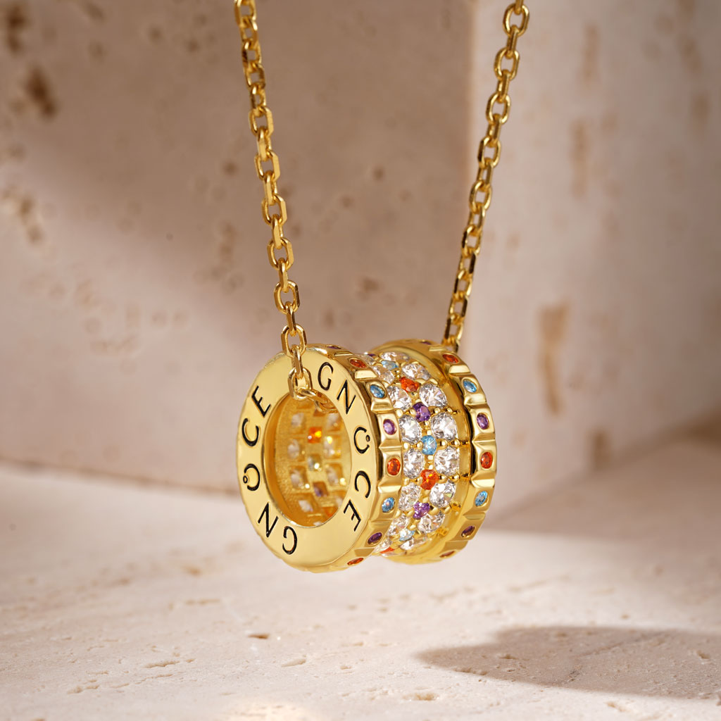 Gnoce "Colorful World" Drum Pendant Necklace_3