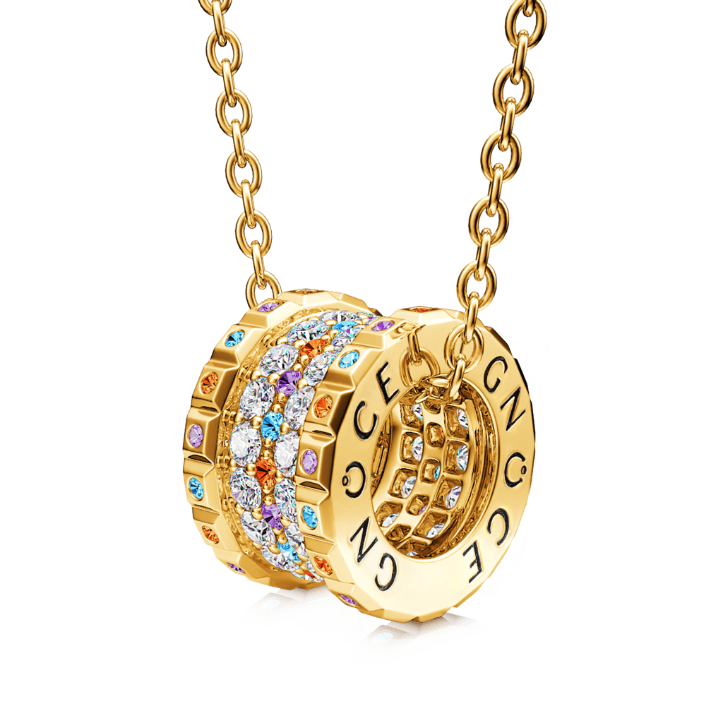 Gnoce "Colorful World" Drum Pendant Necklace_1