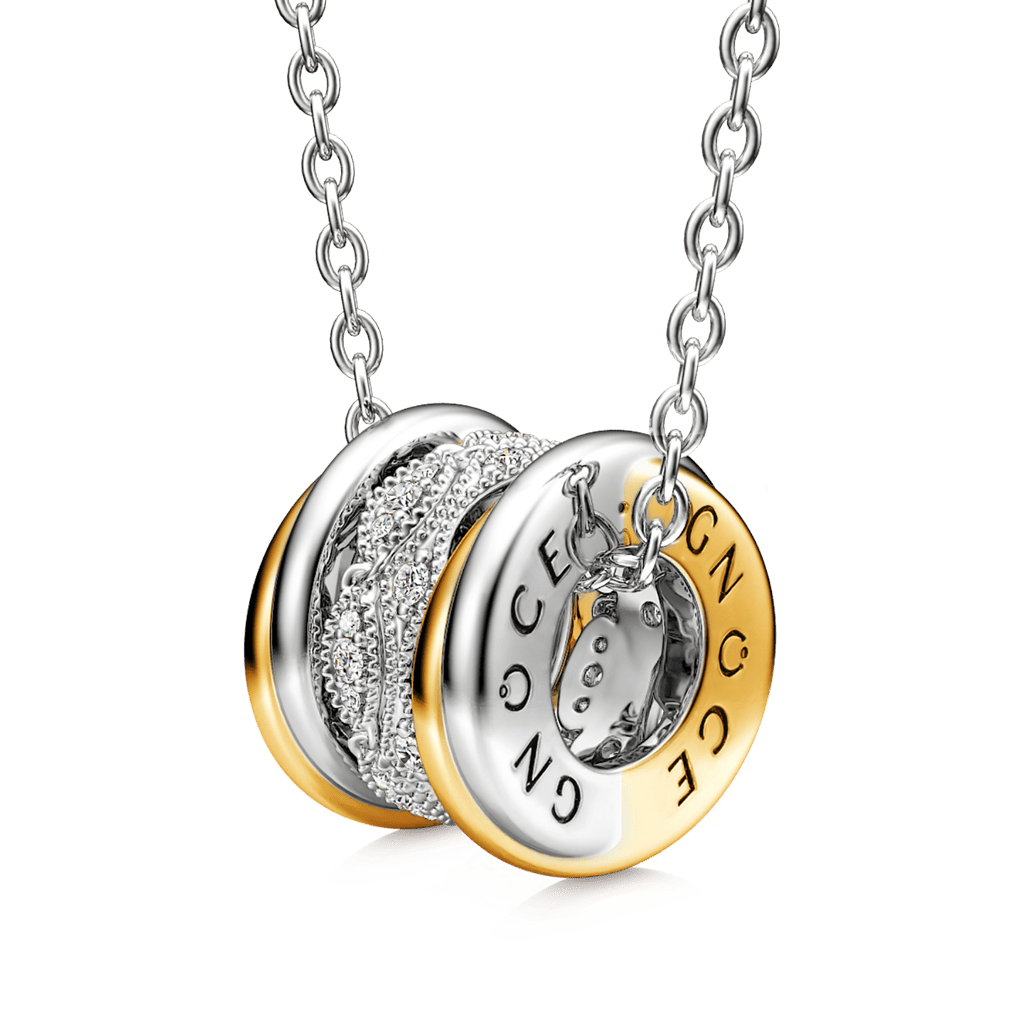 Gnoce Two-tone Vintage Drum Pendant Necklace_1