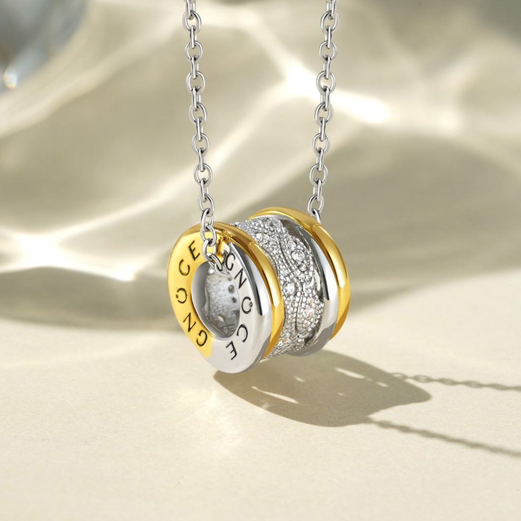 Gnoce Two-tone Vintage Drum Pendant Necklace_3