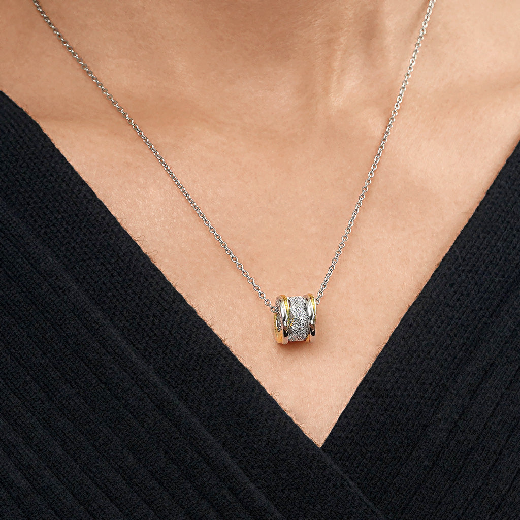 Gnoce Two-tone Vintage Drum Pendant Necklace_5