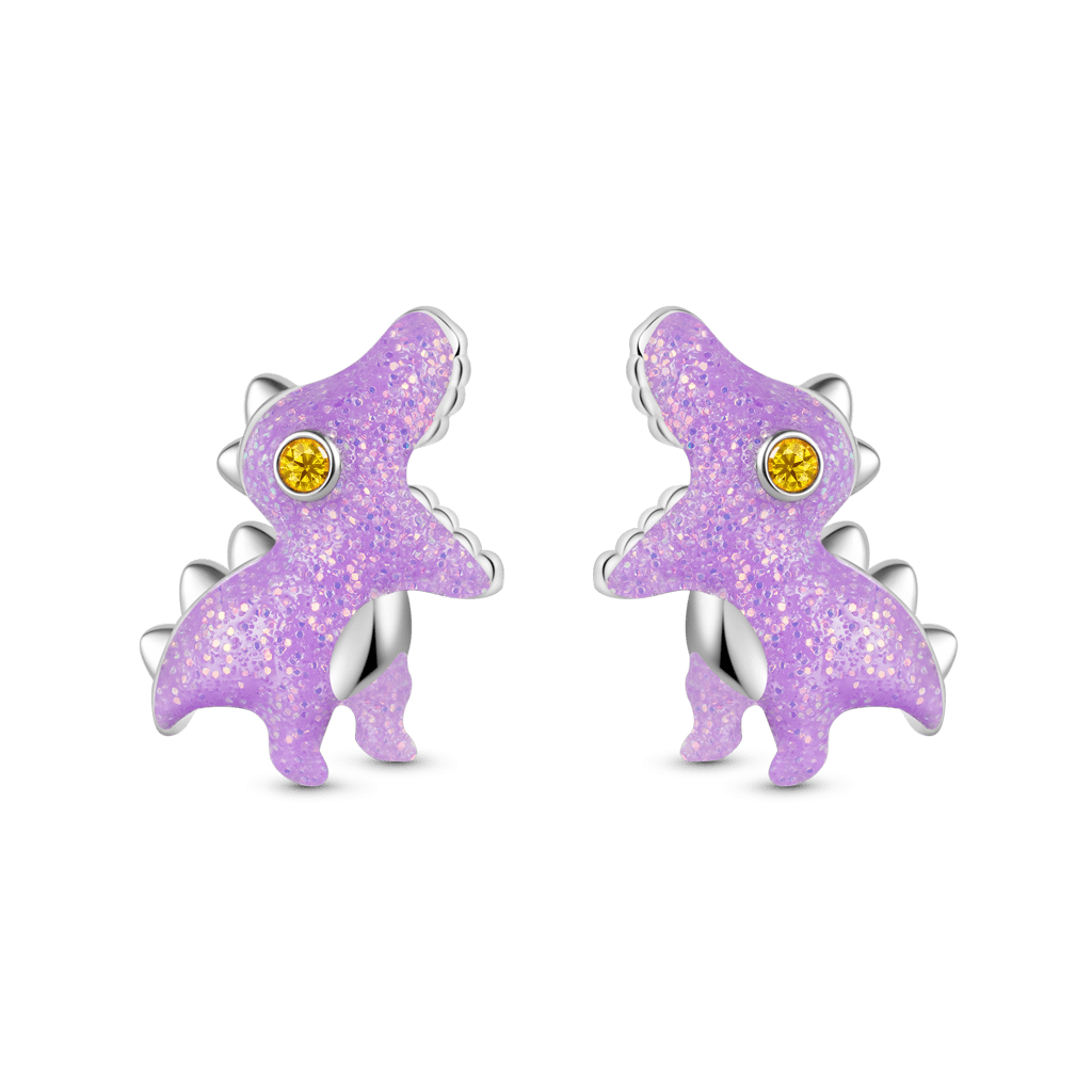 Gnoce Purple Tyrannosaurus Dinosaur Glow-in-the-Dark Stud Earrings_2