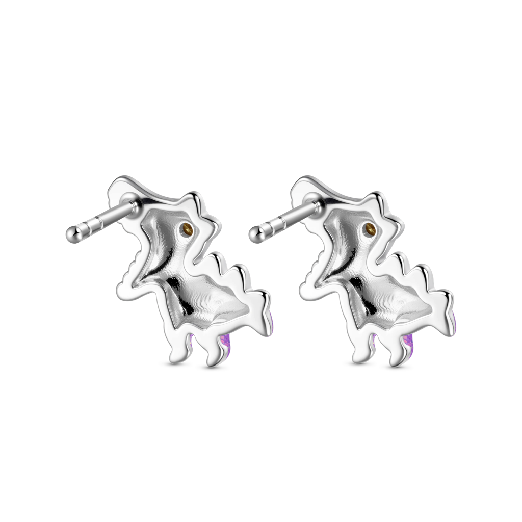 Gnoce Purple Tyrannosaurus Dinosaur Glow-in-the-Dark Stud Earrings_3