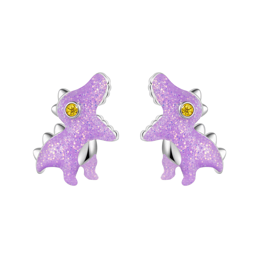 Gnoce Purple Tyrannosaurus Dinosaur Glow-in-the-Dark Stud Earrings_1