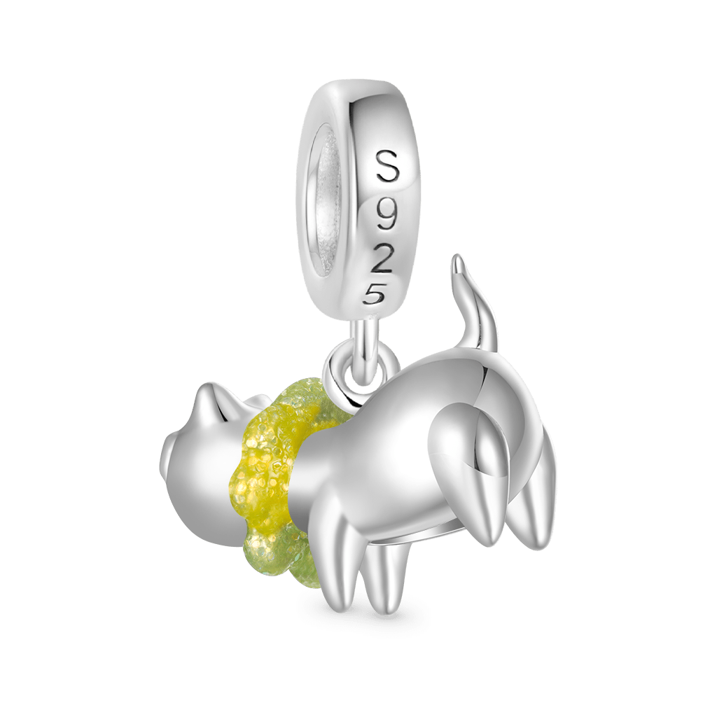 Gnoce Glow-in-the-Dark Clown Cat Pendant Dangle Charm Eyes Inlaid with Gemstones_3