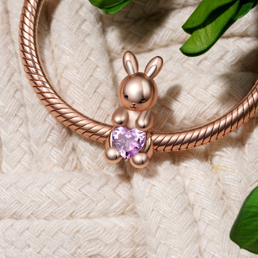 Gnoce Gray Bunny Embraces Love Charm_5