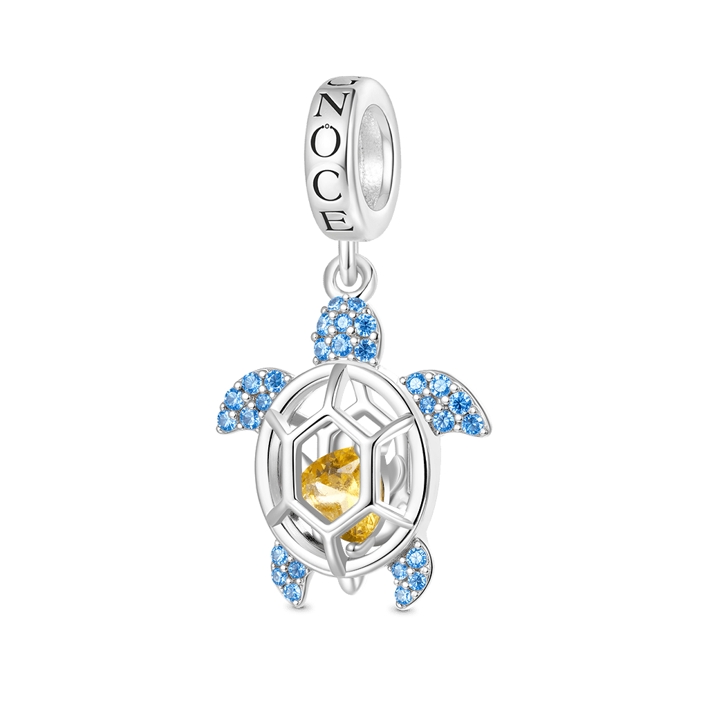 Gnoce Cage of Small ​​Sea Turtle Heart Birthstone Pendant Dangle Charm_2