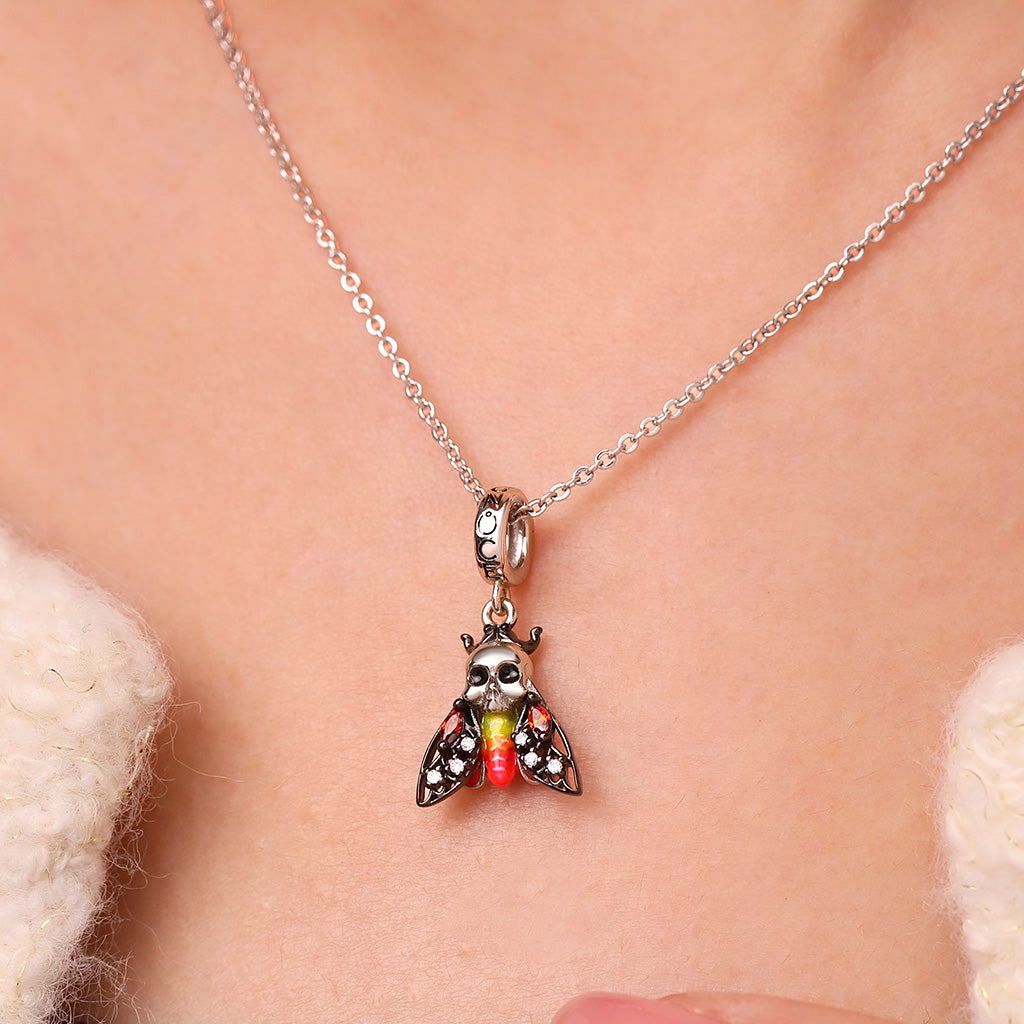 Gnoce Glow-in-the-Dark Death Head Moth Pendant Dangle Charm_5