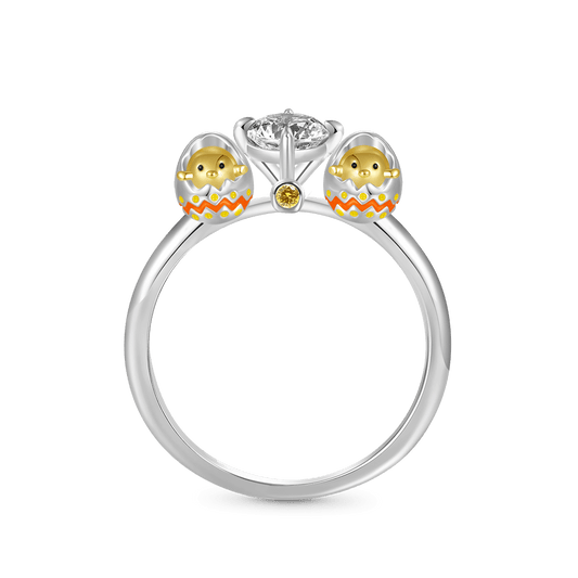 Gnoce Easter Egg Shell Hug White Diamond Ring_1