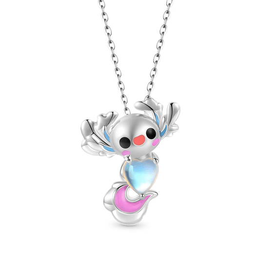Gnoce Mexican Axolotl Embraces Heart Moonstone Pendant Necklace_1