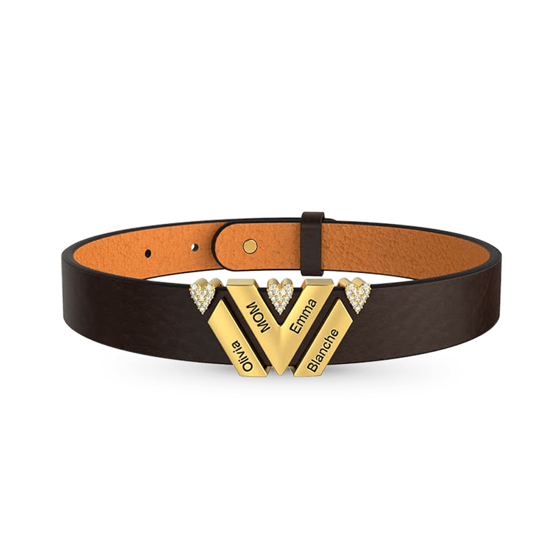 Gnoce Black Punk DIY Leather Personalized Bracelet with 2-6 Clasp_3