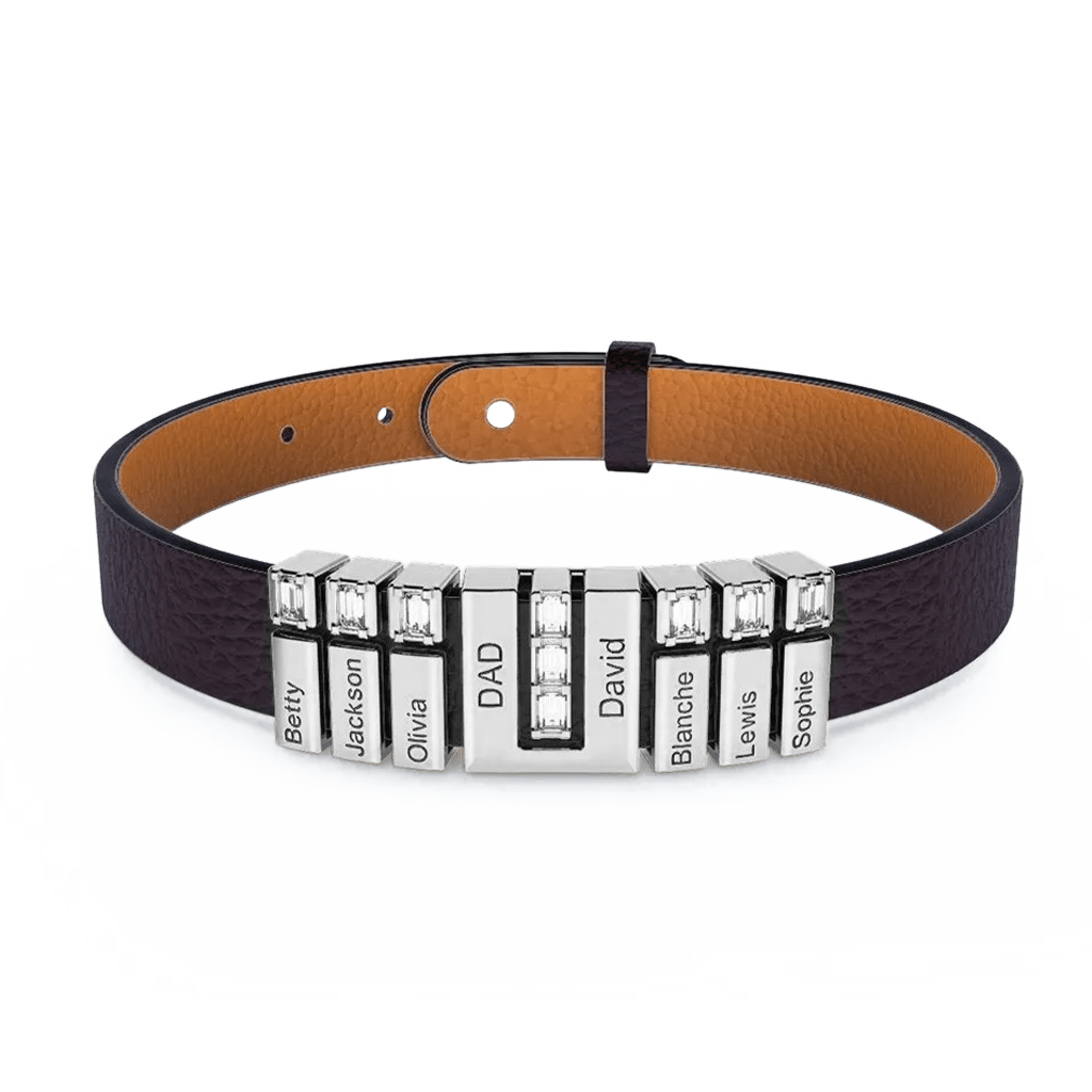 Gnoce Black Punk DIY Leather Personalized Bracelet with 2-8 Clasp_3