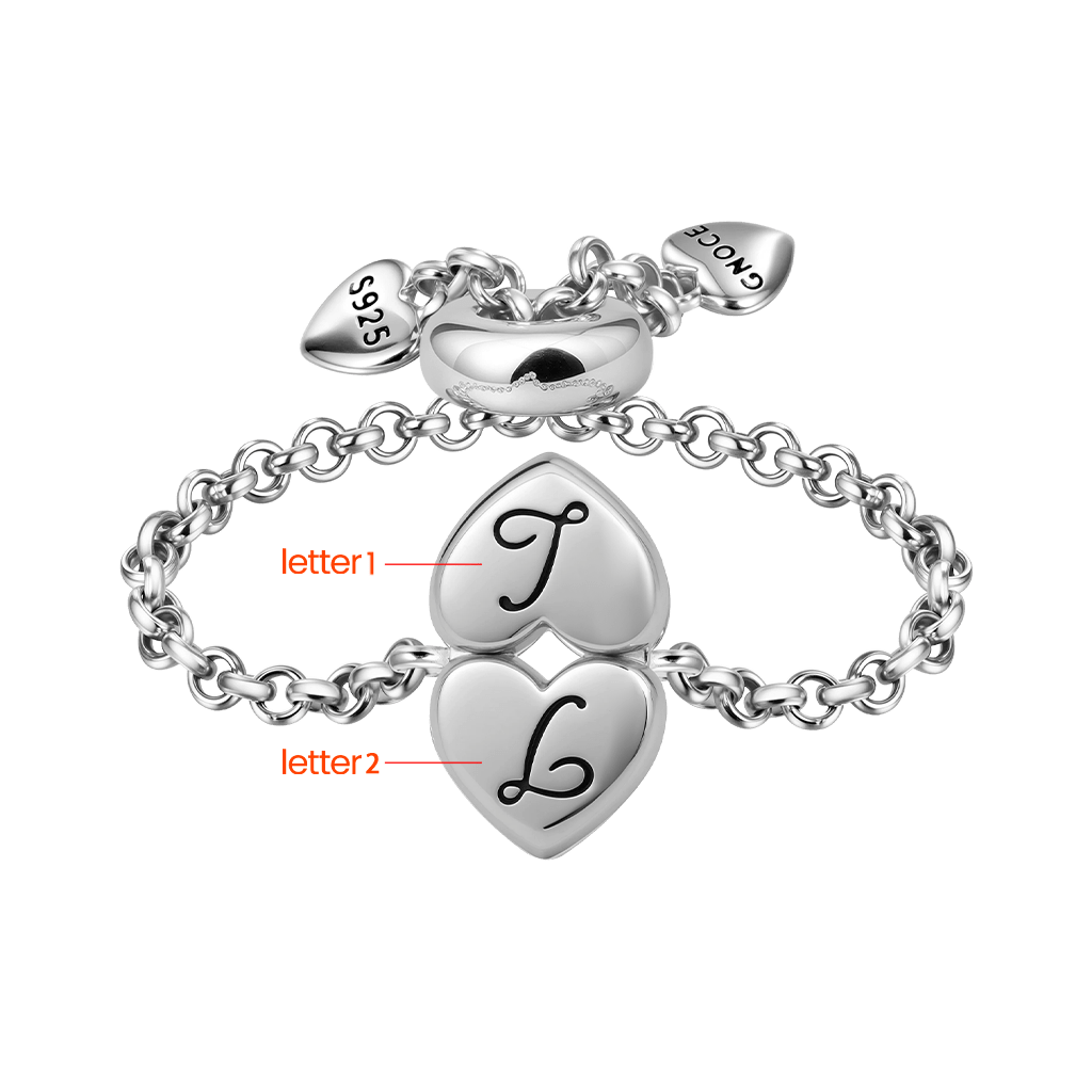 Gnoce Adjustable Chain Initial Love Ring_3