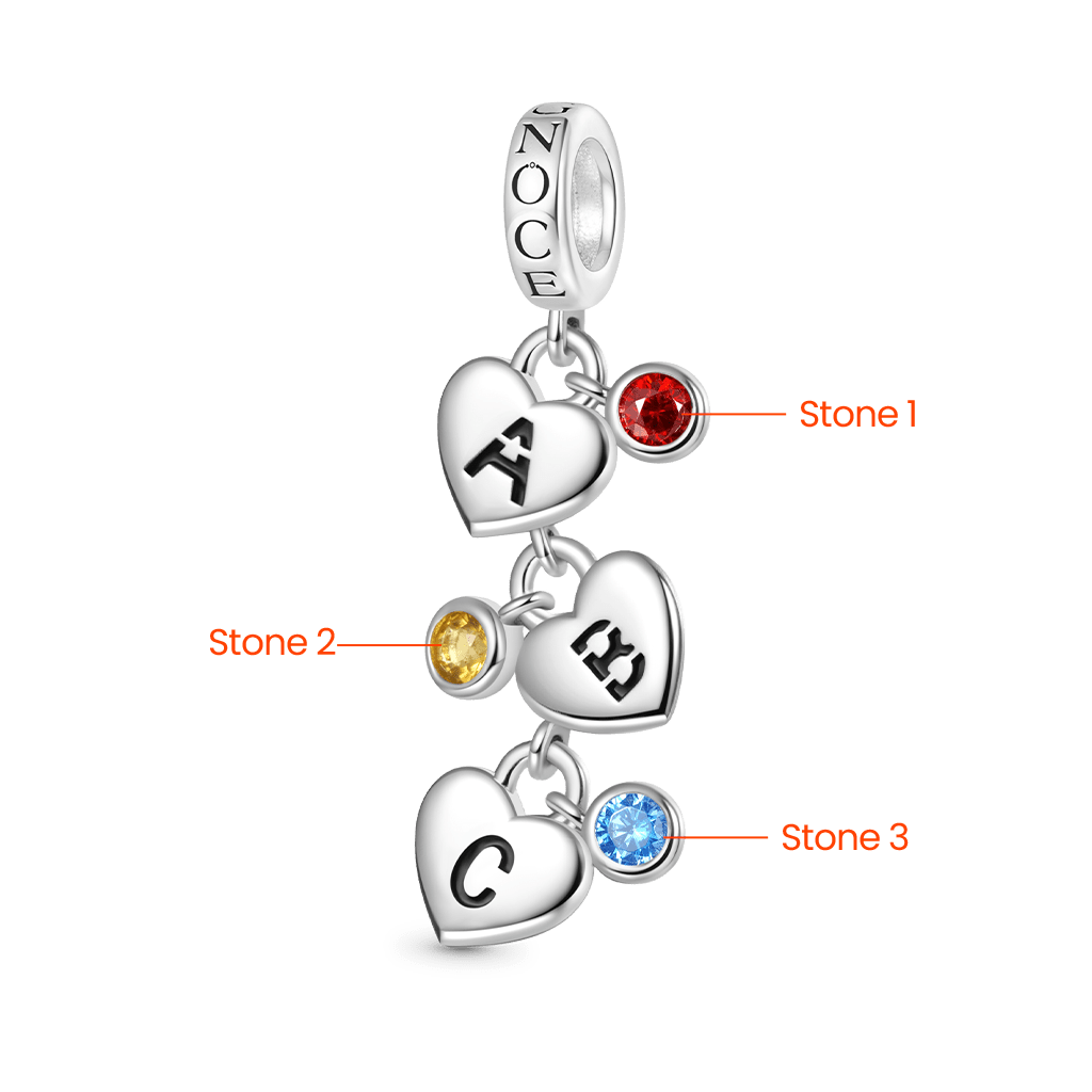 Gnoce Heart-shaped Hollow Personalized 1-6 Letters Pendant Dangle Charm_2