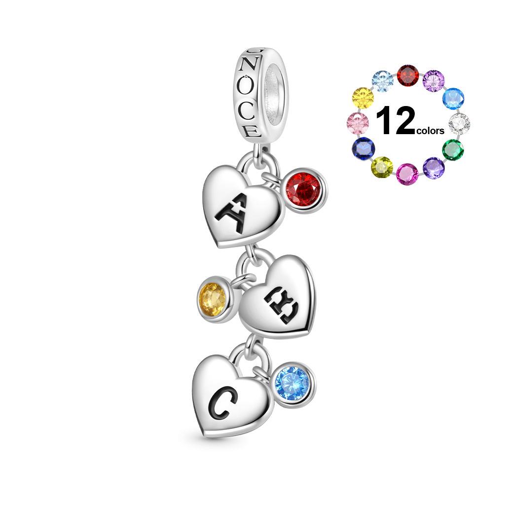Gnoce Heart-shaped Hollow Personalized 1-6 Letters Pendant Dangle Charm_1
