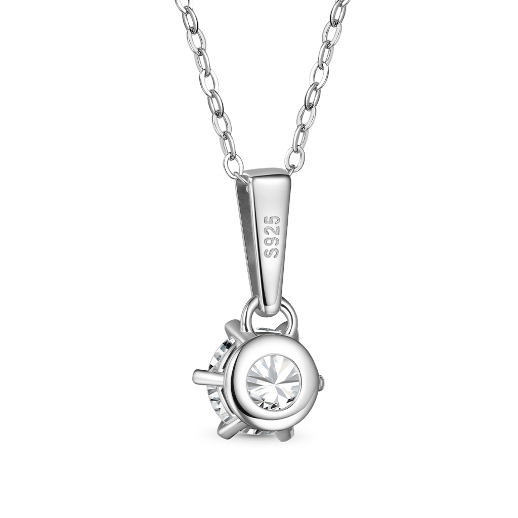 Gnoce Classic 1ct Round VVS Moissanite Drop Solitaire Pendant Necklace_2